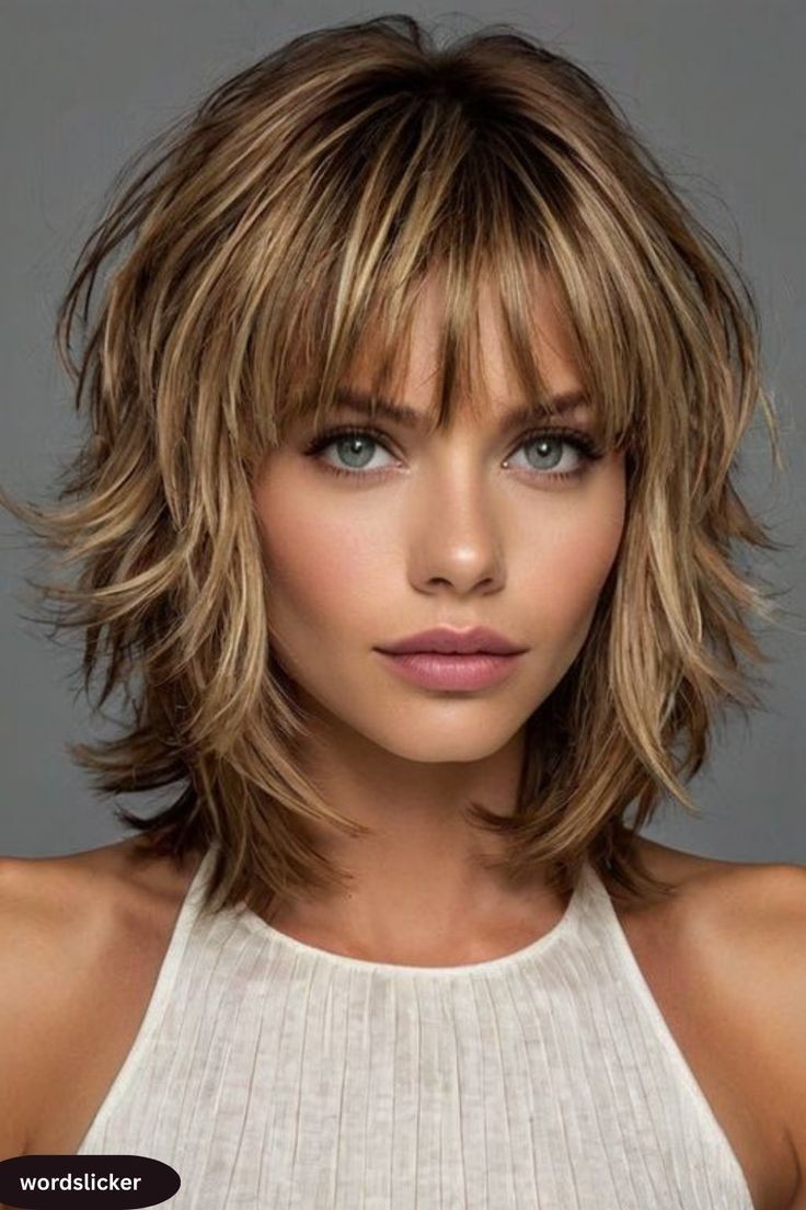 Balayage Caramel Brown Highlight with Bangs 100% Human Hair Lace Front Wigs