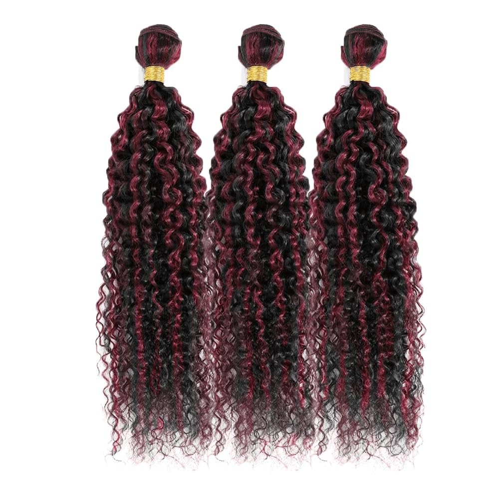 Luxvogue 16 18 20 Inch Inch Burgundy P1B/99J Jerry Curly Human Hair Bundles