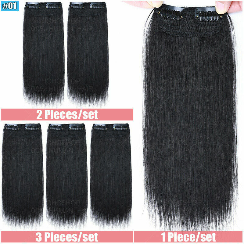 4in-12in Pad High Human Hair Root Clip In Real Hair Extensions Patches Hairpiece