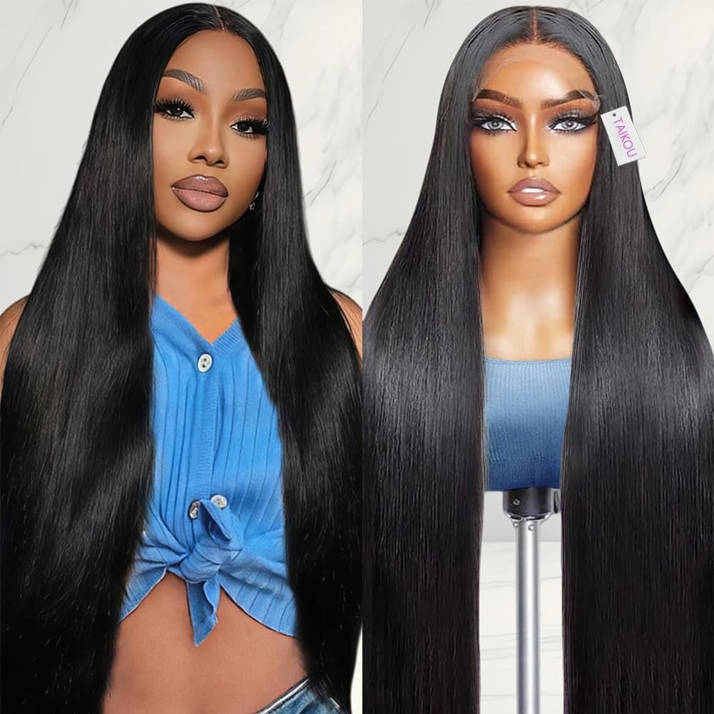 28″ Straight Human Hair Wig 13×6 Frontal Lace Front 200 Density Pre Plucked Natu