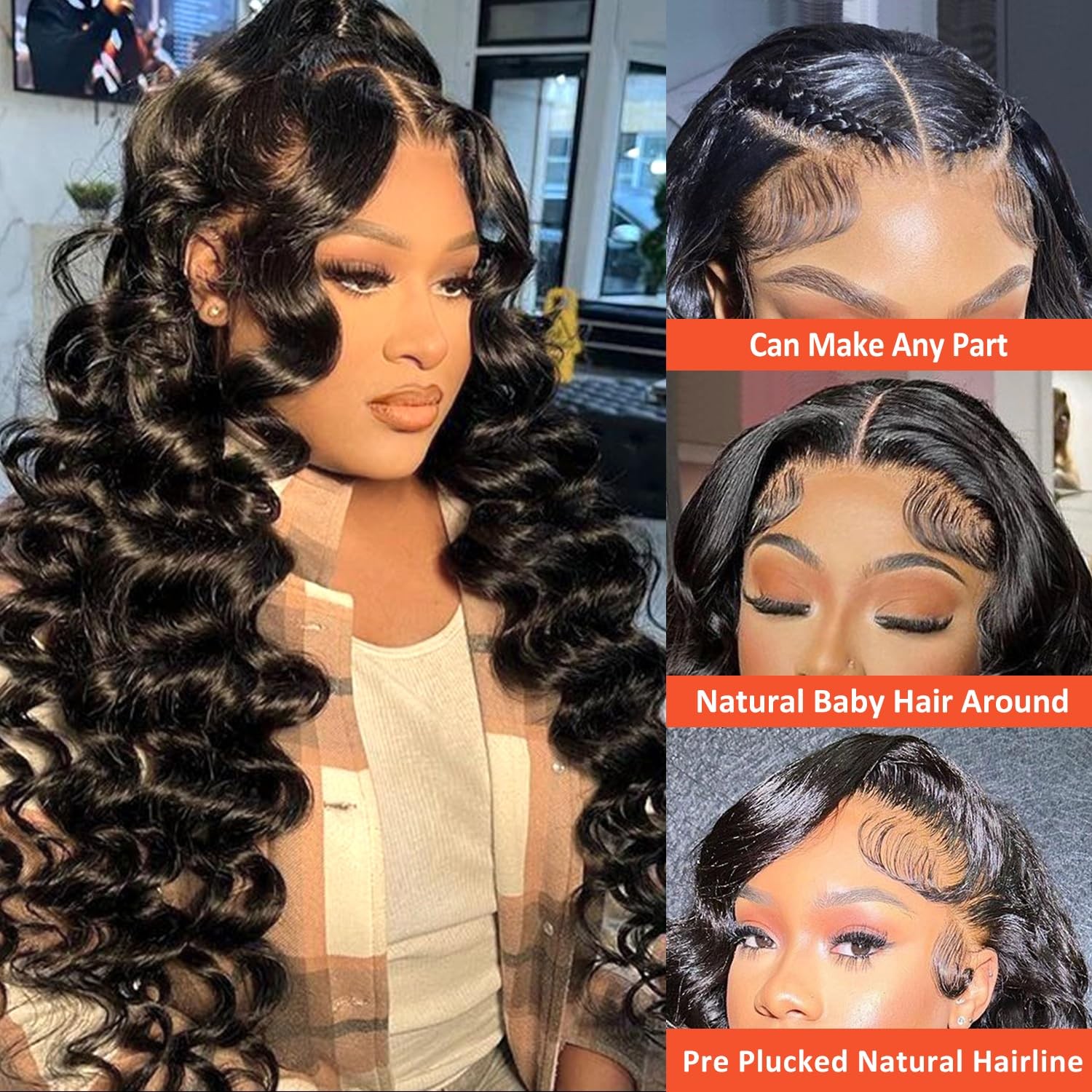 Aakjj Deep Wave Lace Front Wigs Human Hair 200 Density 13X4 Hd Lace Frontal Wig