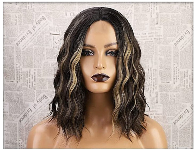 Chemical fiber wig wig Women’s short curly head cover front lace wig hair cover
