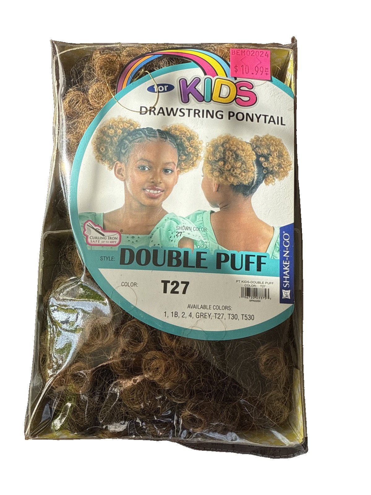 Shake -N – Go Kids Drawstring Ponytail Double Puff Color T27