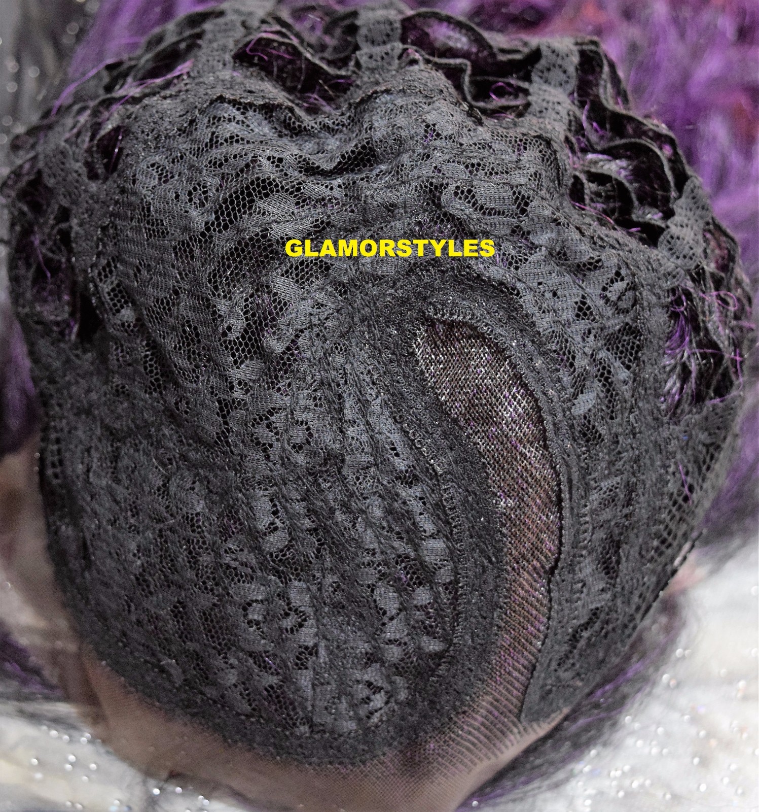LACE FRONT FULL WIG LONG CURLY LAYERED BLACK PURPLE MIX HEAT OK NWT