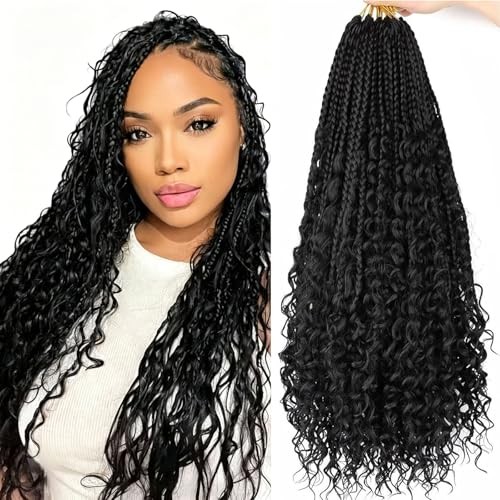 Goddess Box Braids Crochet Hair – 18 Inch 8 Packs 18 Inch (Pack of 8) 1B