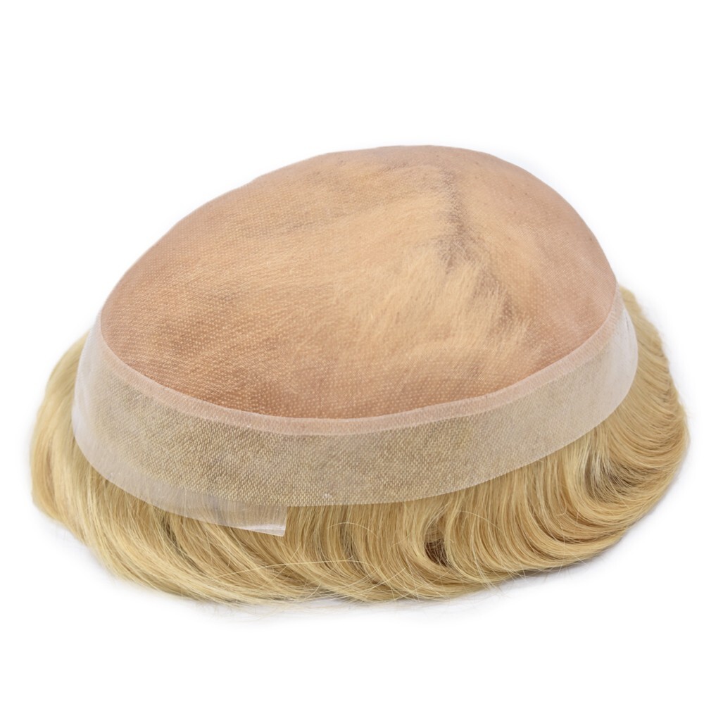 Mens Toupee Hairpiece Mono Poly Around Hair Replacement System for Men Wig Units