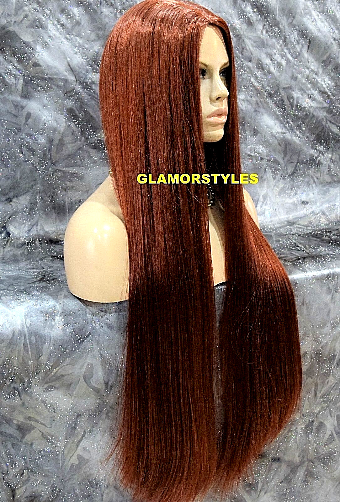 40″ FULL WIG EXTRA LONG STRAIGHT SKIN HAIR PART AUBURN RED #130 NWT