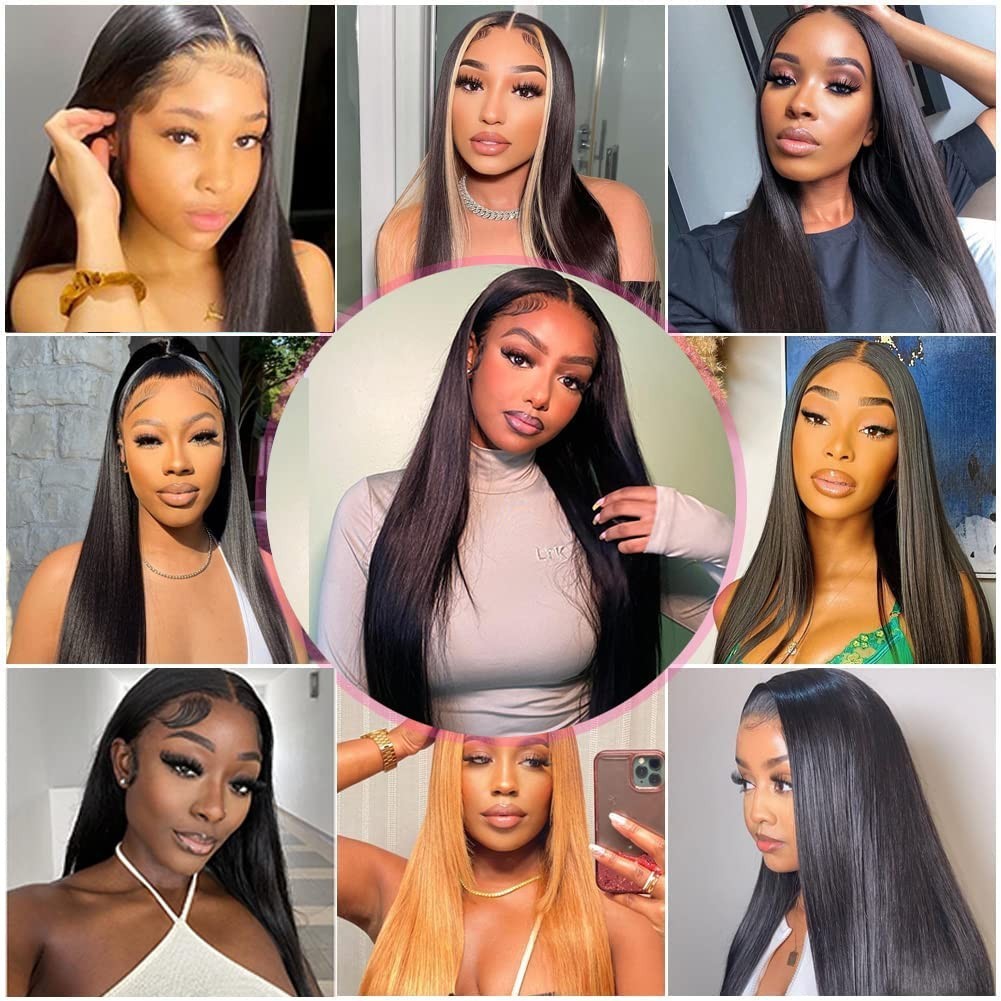 Human Hair Lace Front Wigs 28 Inch Straight HD Transparent 13×6 Glueless