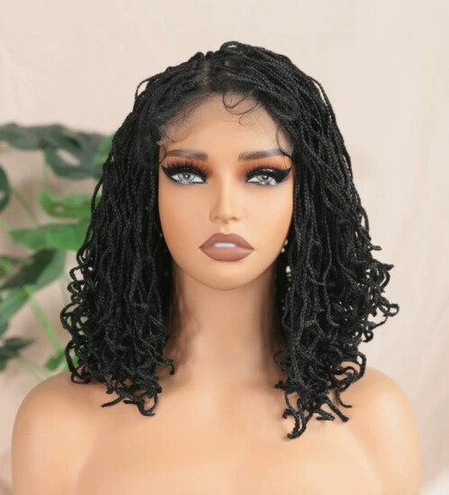 Synthetic Black Braided Lace Front Wig for Women 4×4 Mirco Twist Box Braids