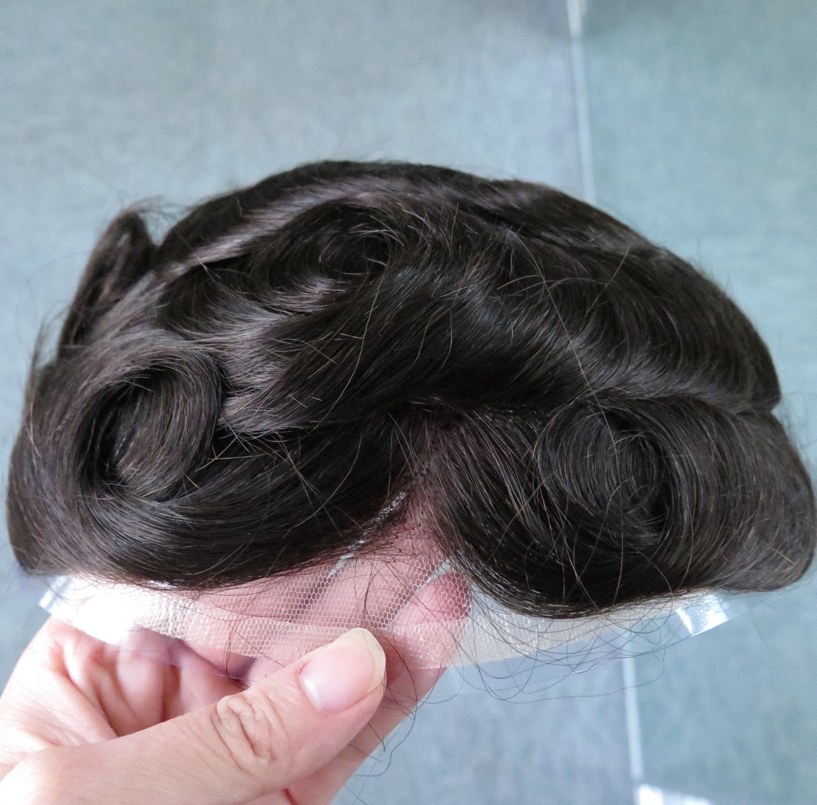 Toupee for Men Human Hair System French Lace Front Mono Hair Versalite 6X9 #1B