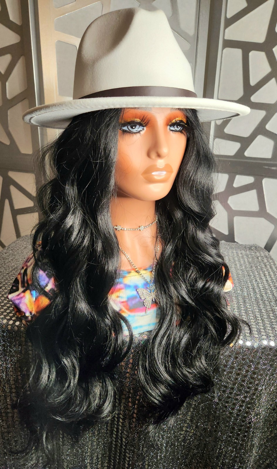 Lace Front Wig Black Long Wig Wavy Black Wig Human Blend Loose Wave Bodywave