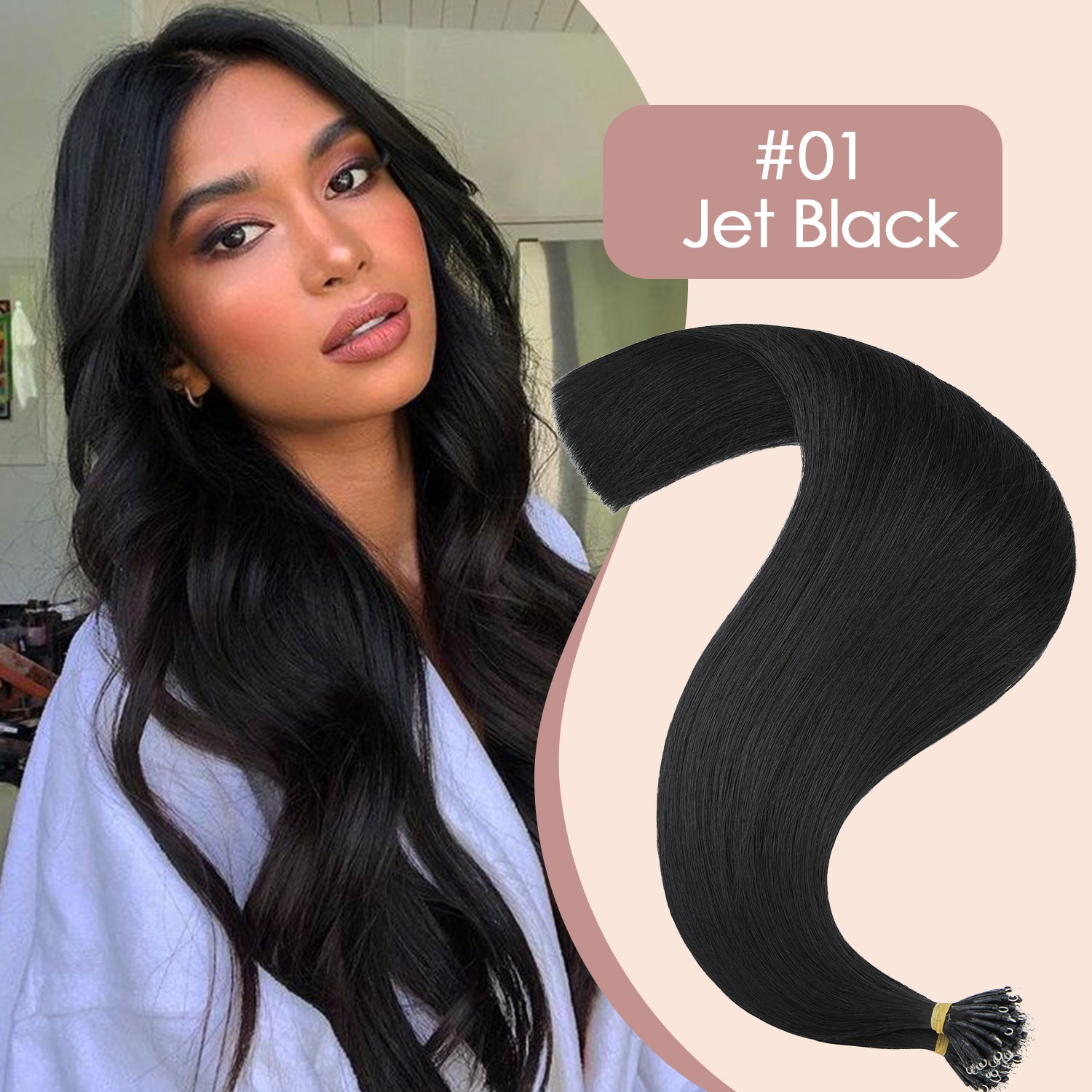 50G-100G Nano Ring Loop Real Human Remy Hair Extensions Micro Bead Tip Full Head