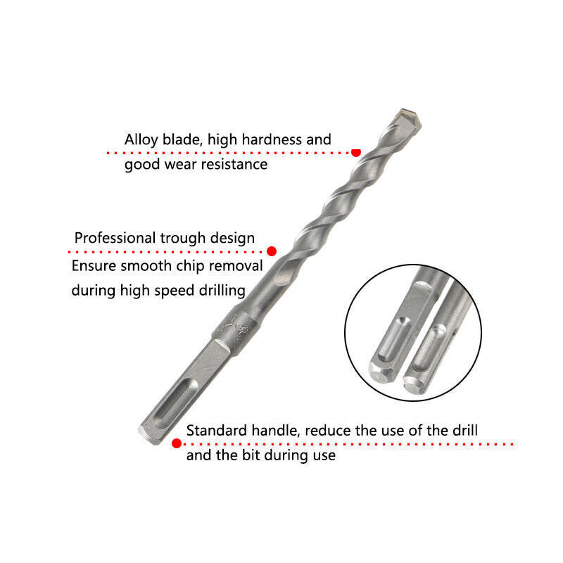 6-35mm Tip 110-500mm Long Chrome Steel Square Shank Masonry Hammer Drill Bit new