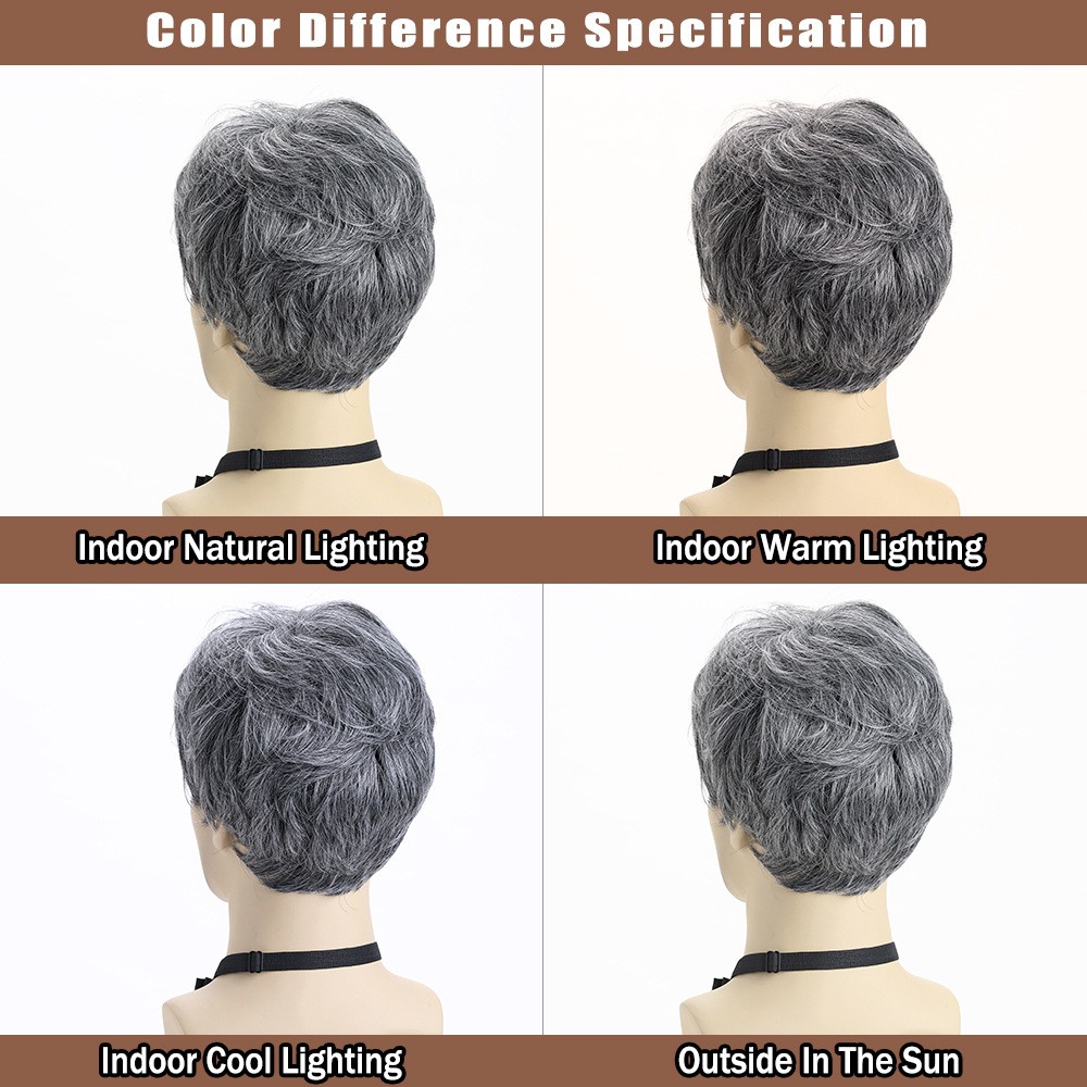 Men’s Short Silver Gray Wig 10″ Full Wig Party Cosplay Heat Resistant Synthetic