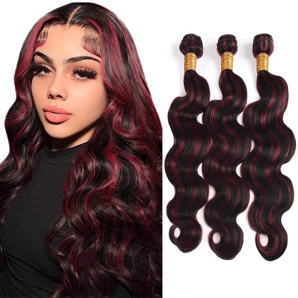 Suhkrpt 20 22 24 Inch P1B99J Bundles Ombre Burgundy Body Wave Human Hair Bundle