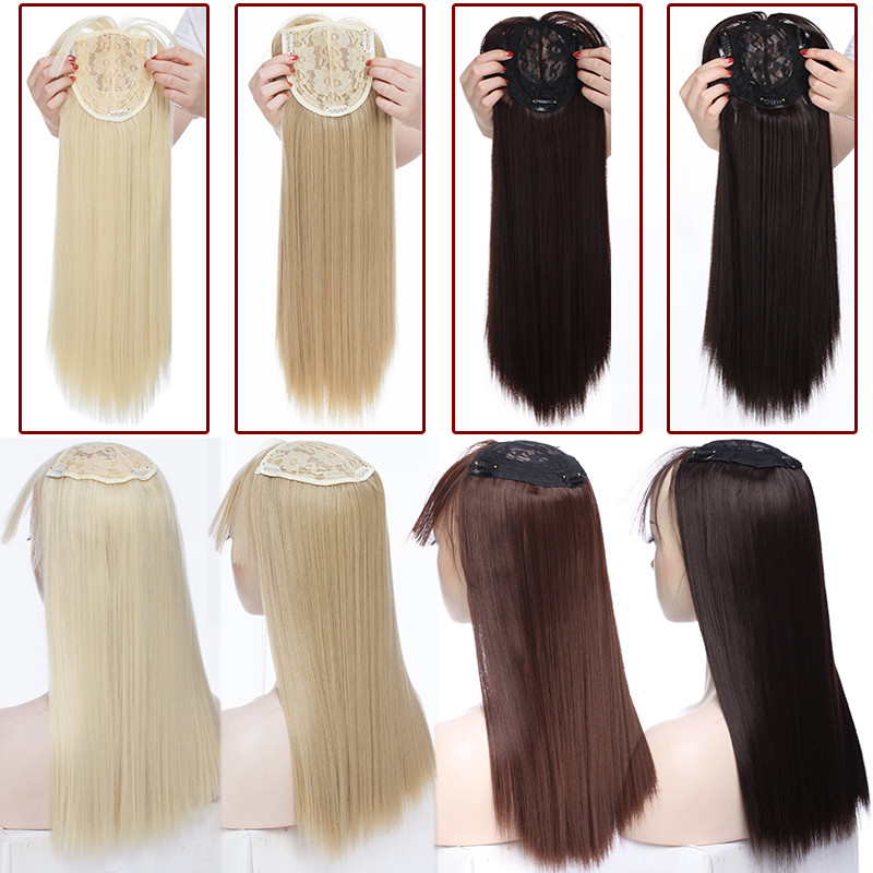 Black Brown Blonde Women Silk Base Topper For Human Hair Top Piece Natural Line