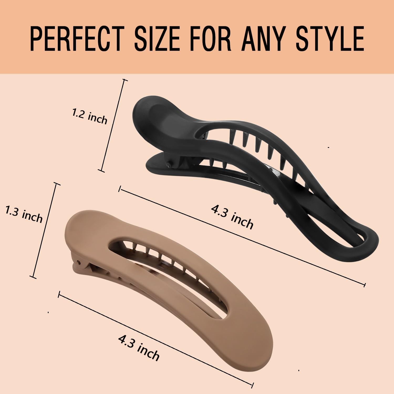 ZANWELL Flat Hair Clips For Women 1 Count (Pack of 6), beige, khaki and black