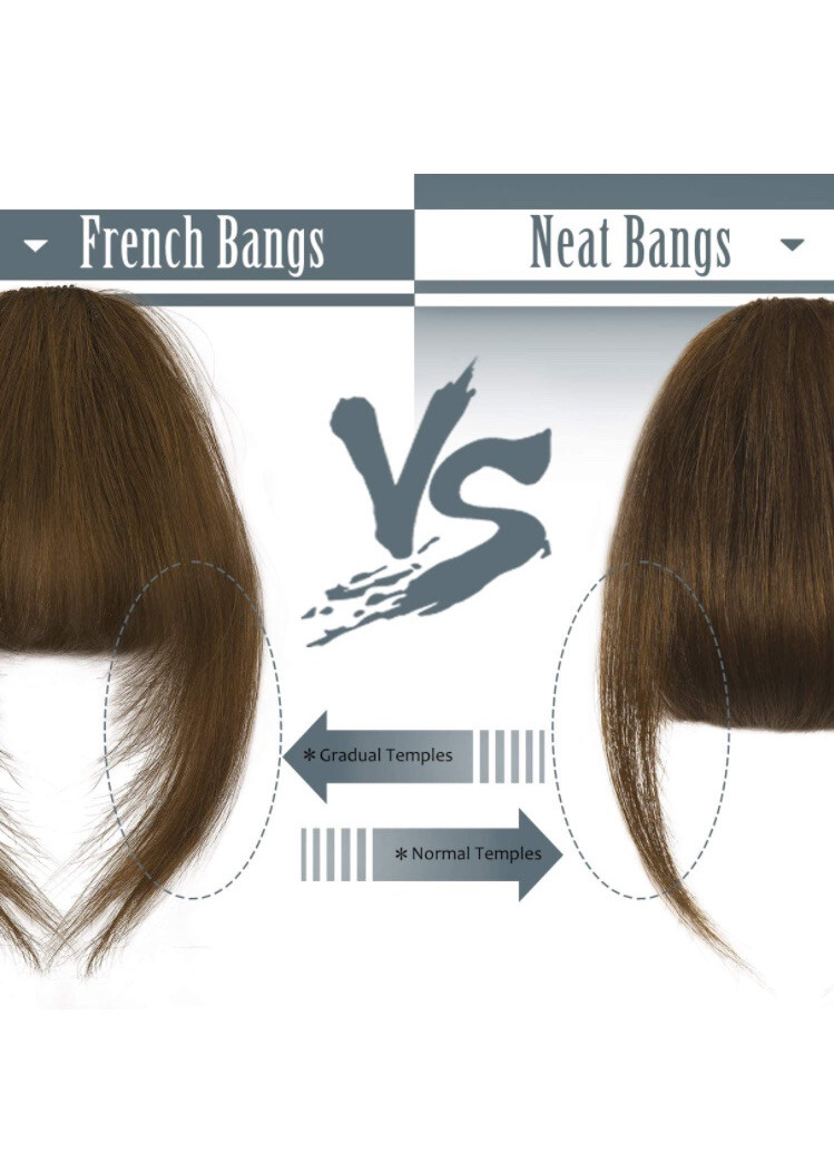 BARSDAR 100% Human Hair Bangs Extensions French Bangs Clip On with Temples