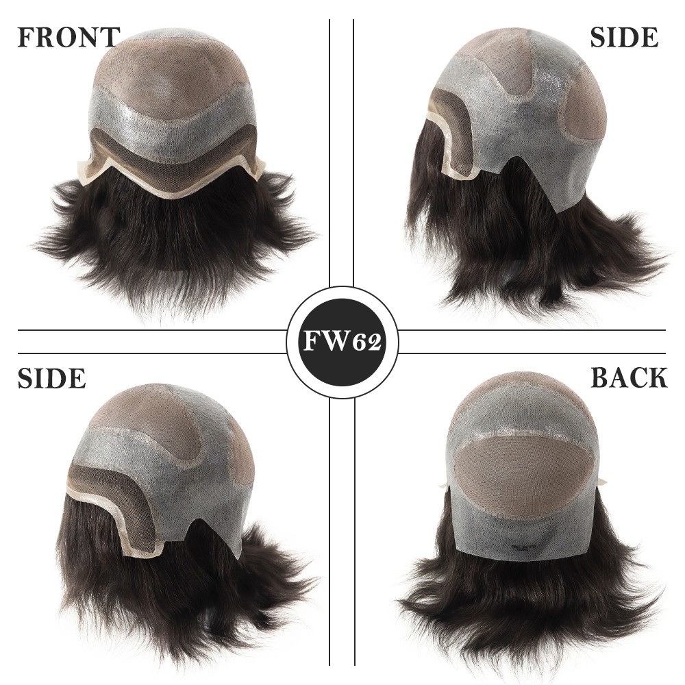 Toupee for Mens Hair Replacement System Durable Lace Front Fine Mono Hairpieces