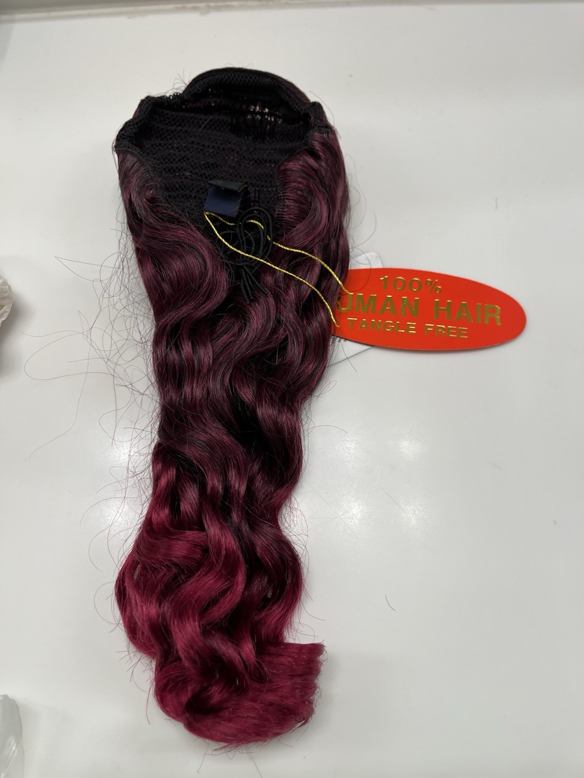 Sepia Human Hair Ponytail H/HP-BSF. -Color 1B/Burgundy -13” Un-stretched