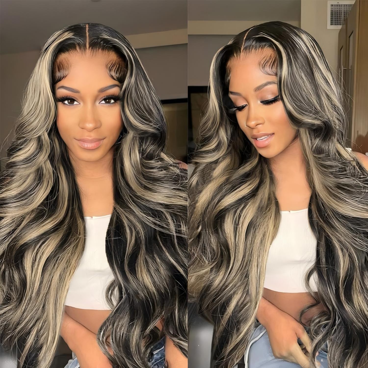 Chic 26 Inch Pre-Plucked 1B/27 Ombre Balayage Lace Front Wig for Stylish Women