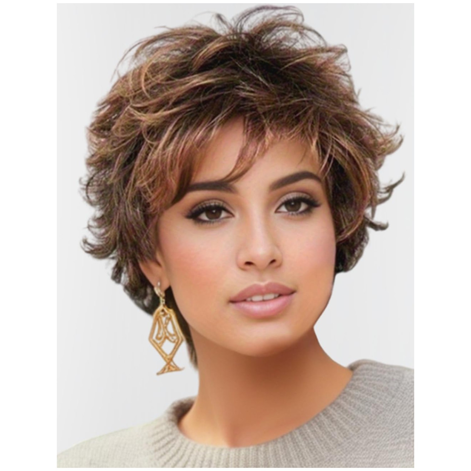 Fluffy Short Hair Wig with Bangs – Natural Looking Pixie Cut