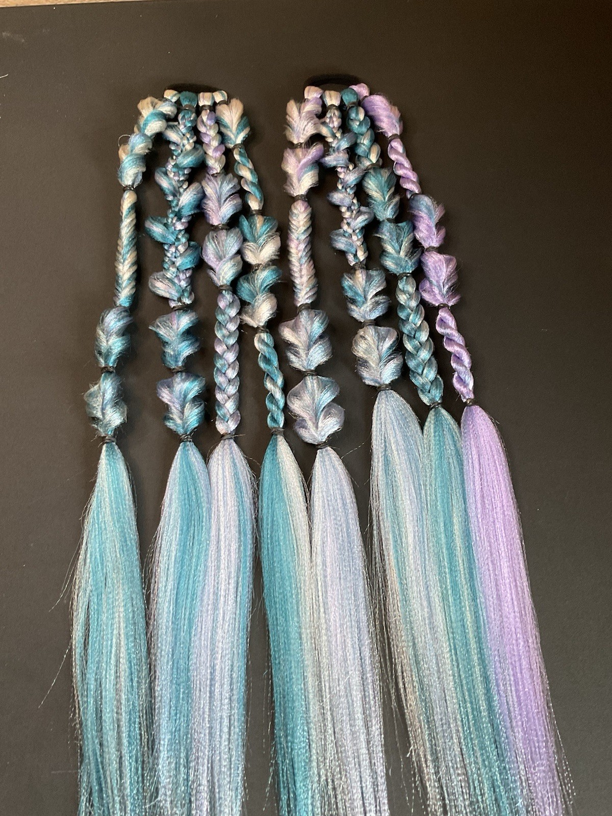 Blue White Purple Braid Ponytail, Braided Ponytail, Rave Hair, Festival Braids