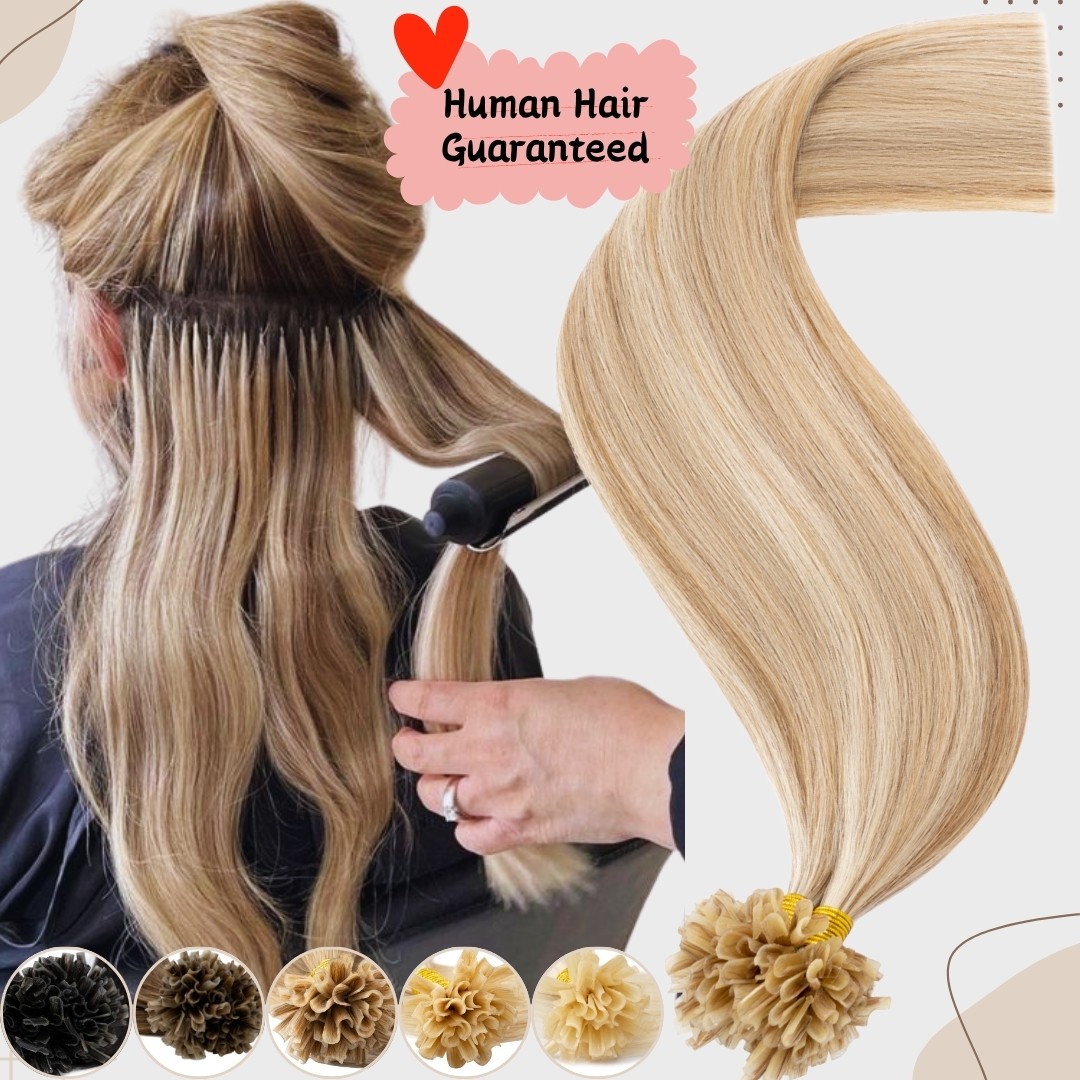 200g Blonde Keratin Pre Bonded Nail U Tip Remy Human Hair Extensions 14-26 Inch