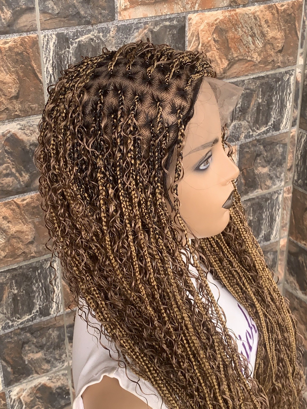 Tangle Free Boho Knotless Braided Wig Box braids Full lace braids wig Senegales