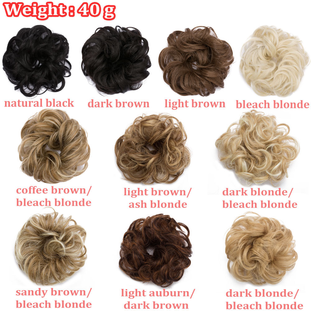 Real Natural Curly Messy Bun Scrunchie Chignon Updo Hair Extensions as Human HYT