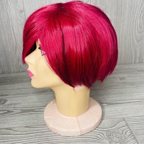 Short red asymmetrical wig hair accessory Halloween Lolita cosplay wig