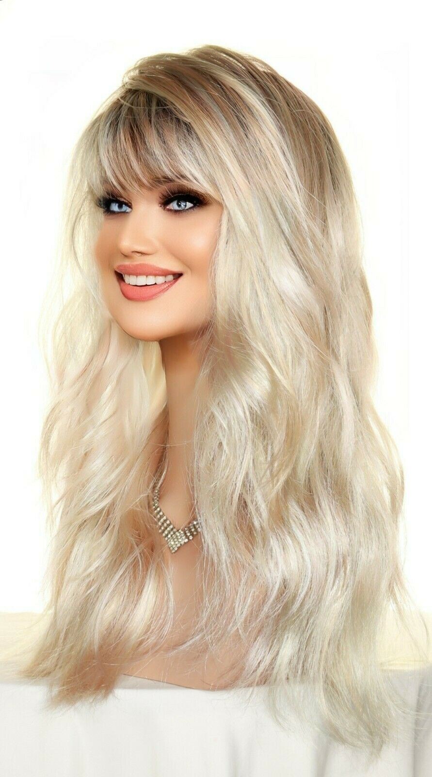 Wren Rene of Paris Wig Wavy Long Rooted Blond PASTEL RAINBOW R