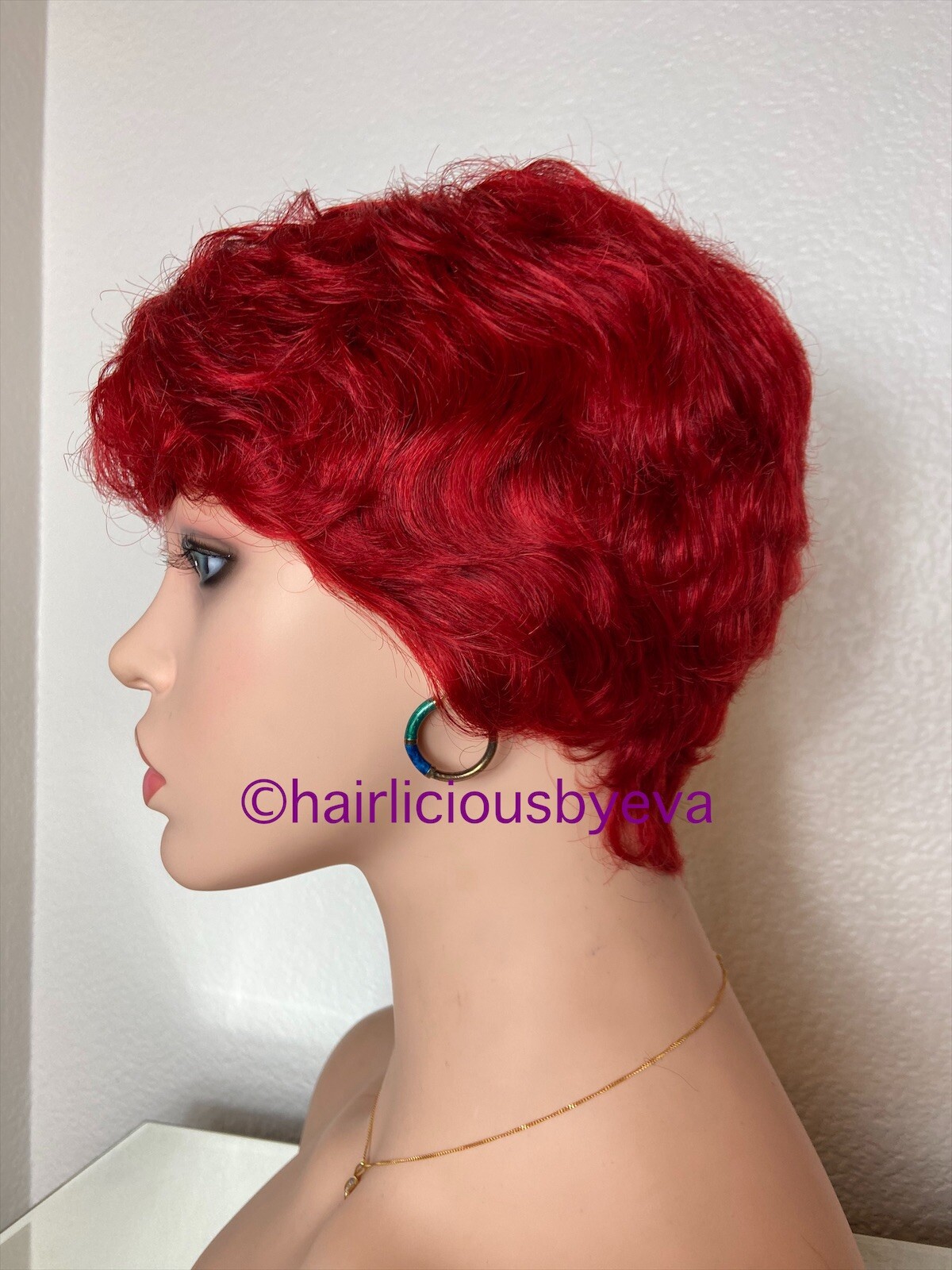Human Hair Red Wig Short Pixie Buzz Cut