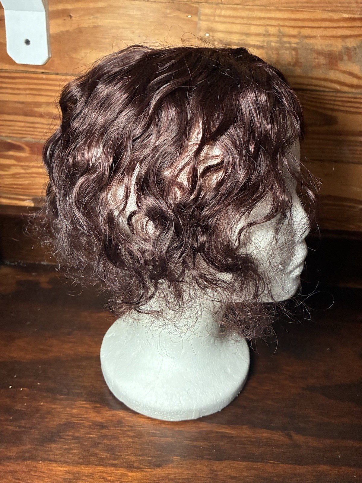 10” Remy Human Hair Topper, Silk Top Clip In, Wavy Dark Brown, No Bangs