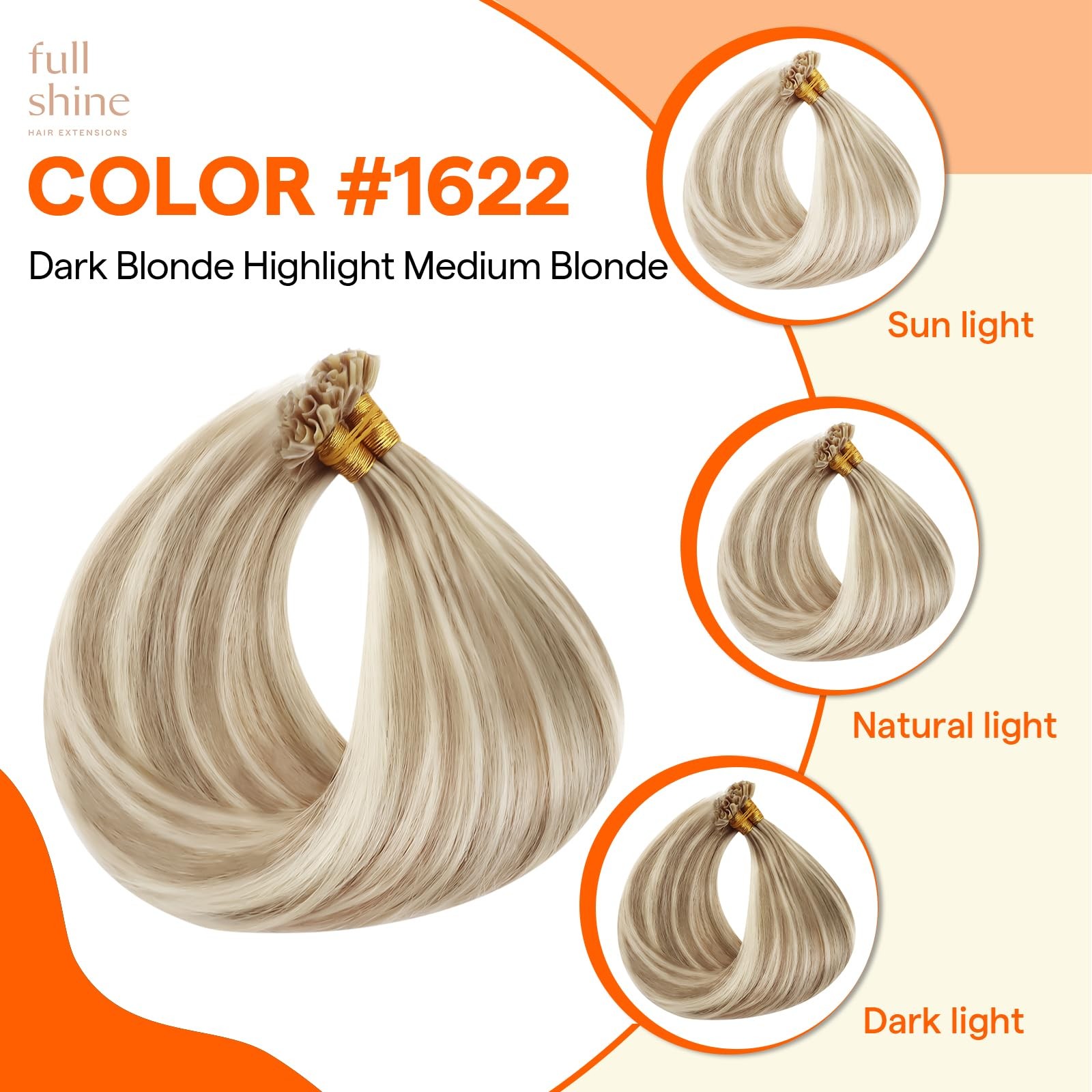 U Tip Hair Extensions Blonde Highlighted Ktip Human Hair Extensions 16 Inch P…