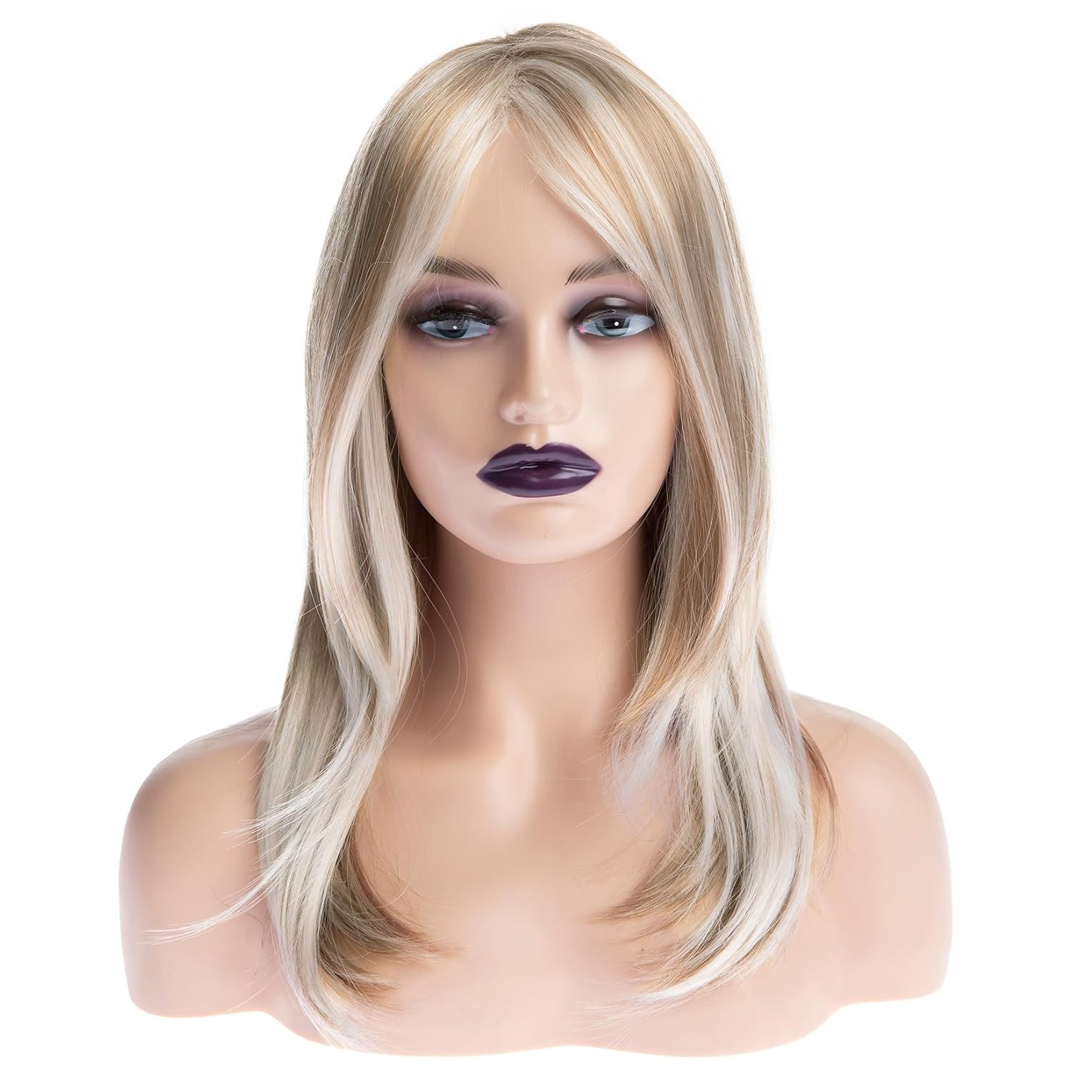 Long Blonde Wigs for Women Natural Straight Blonde Wig with Bangs,Synthetic Hair
