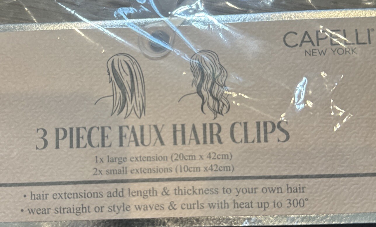 Capelli Brown 3 Piece Faux Hair Clips 1 Large And 2 Small. Wear Straight/curly