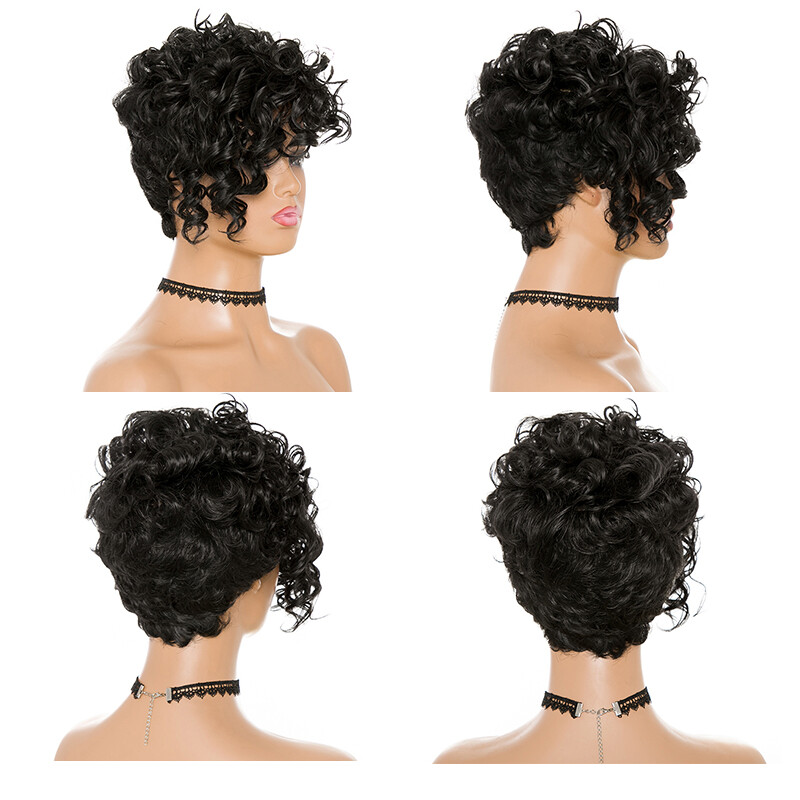 Afro Loose Wave StyleShort HalloweenFashion Curly Wigs for Women Black Natural