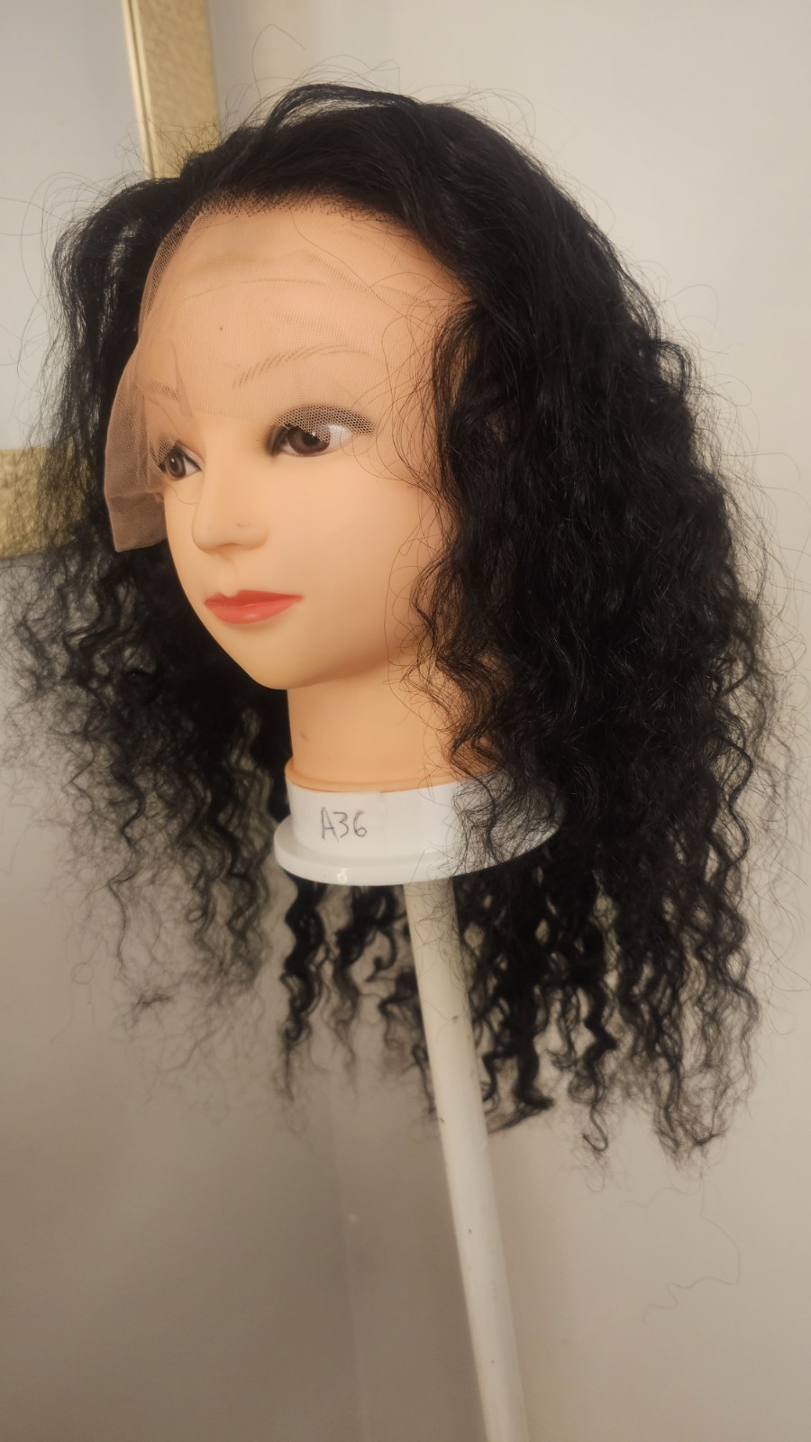 High Quality regular 22″ black waterwave 100% Virgin Human Hair Lace front Wig.