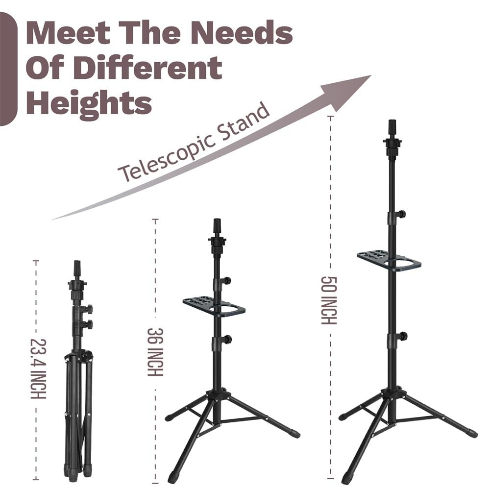 ZQIAN BEAUTY 50 Inch Metal Wig Stand, Adjustable Head 50 Inch, Black