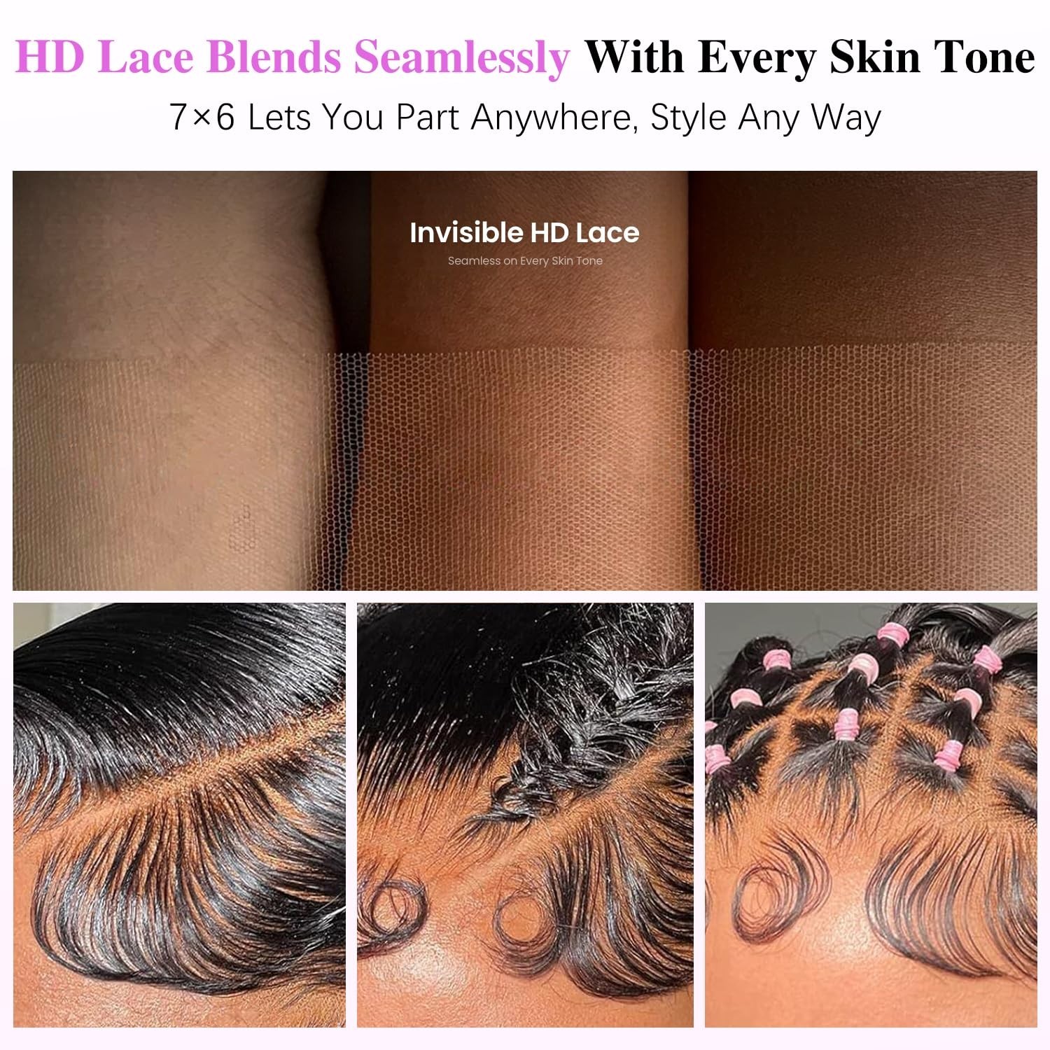 7×6 Curly Glueless Wig Human Hair, Pre-Plucked, 250% Density, 24″ HD Lace Front