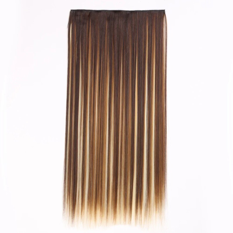 24in Synthetic Long Straight Clip In One Piece Hair Extension 5 Clips Fake Hair