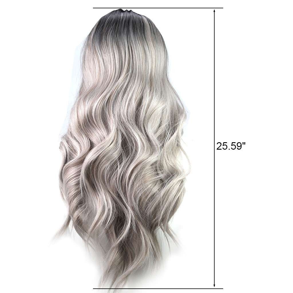 Faux Long Wavy Curly Glueless Wigs Women Ombre Human Hair Front Charm Wigs US