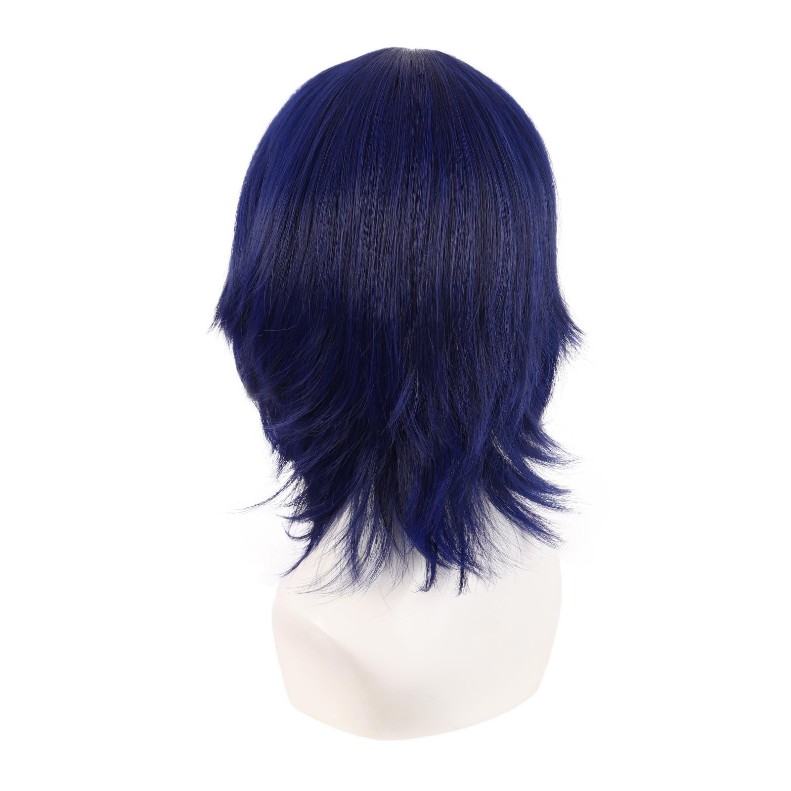 14 Inch/35 cm Short Cosplay Wolf Tail Synthetic Side Bangs Party Wig (Dark Bl…