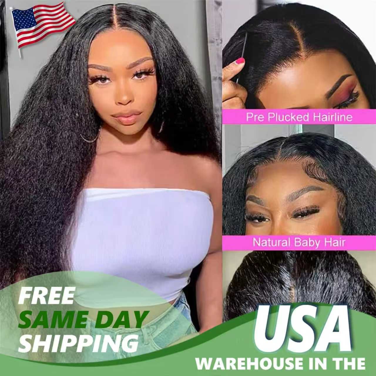 Transparent Lace Human Hair 13×6 Natural Color Kinky Straigh for Women