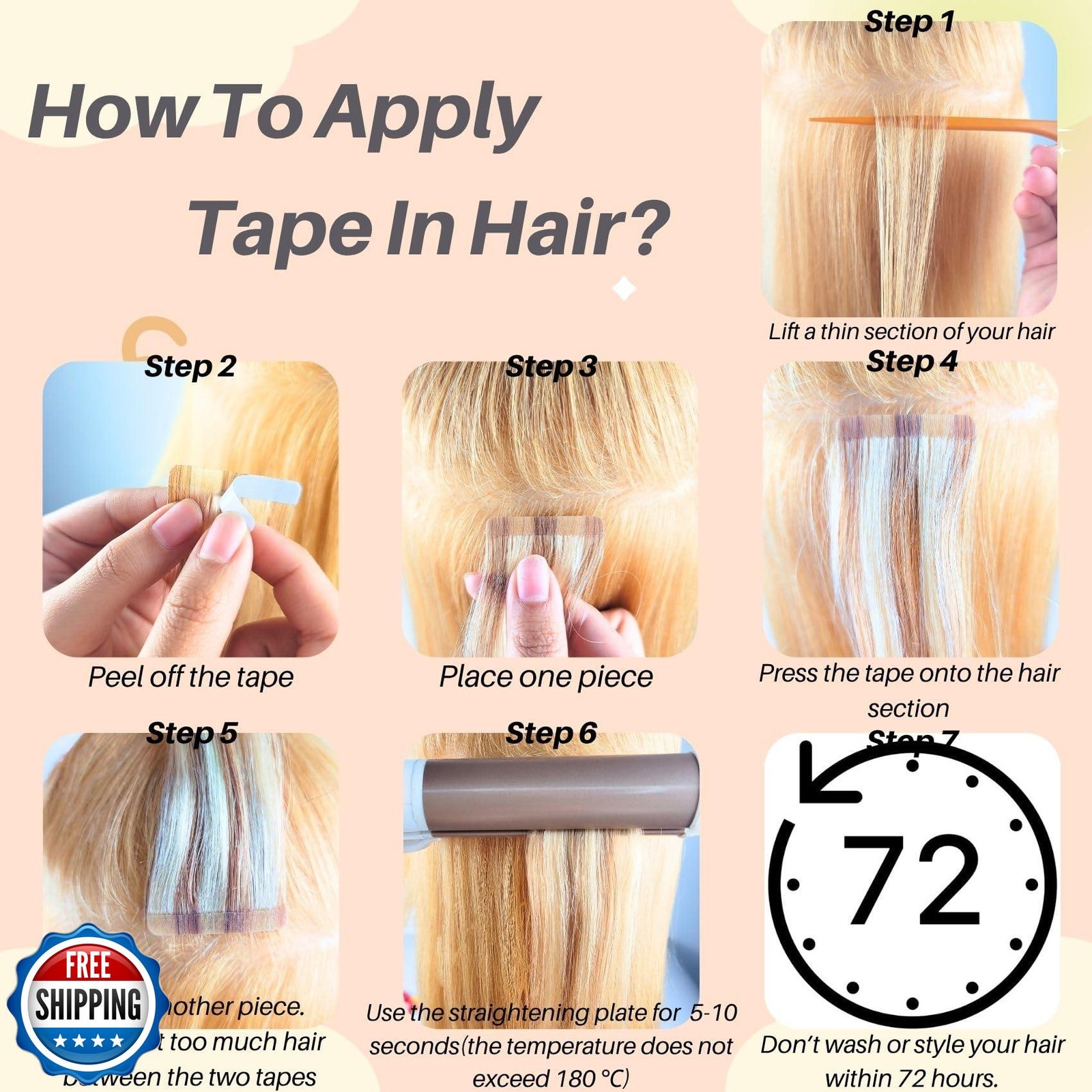 Rose Gold Pink Tape in Hair Extensions Human Hair Invisible Seamless Mini Tap