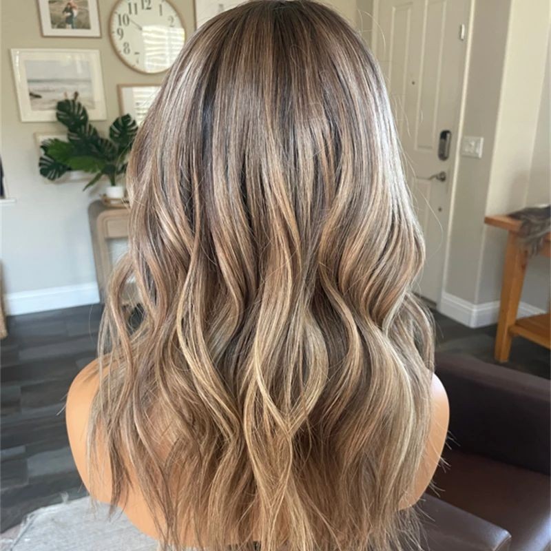 Ombre Caramel Brown Highlight Lace Front Human Hair Wigs