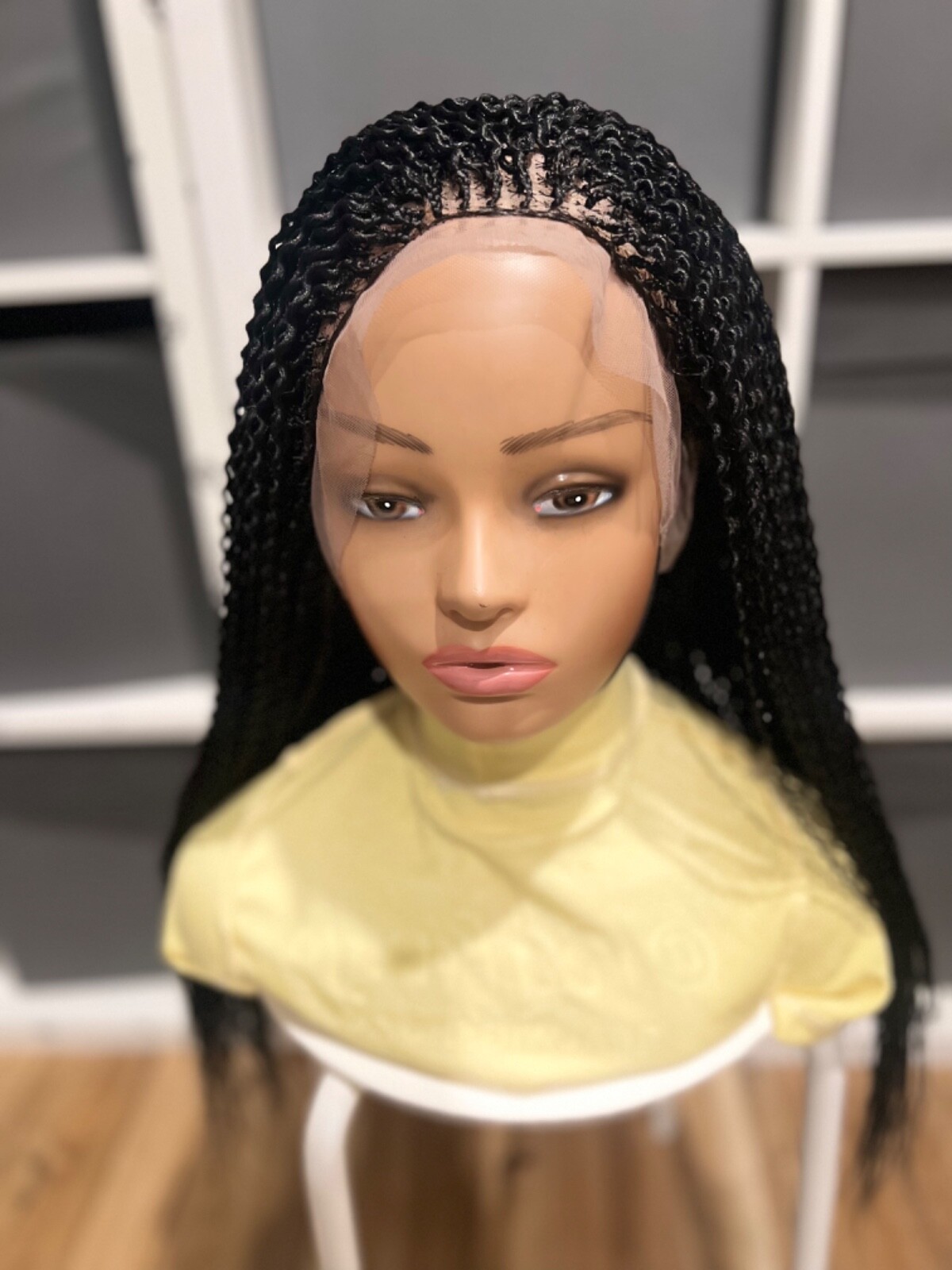 Braided Water melon Wig. Made on a full lace wig.length is 24inches Long.black.