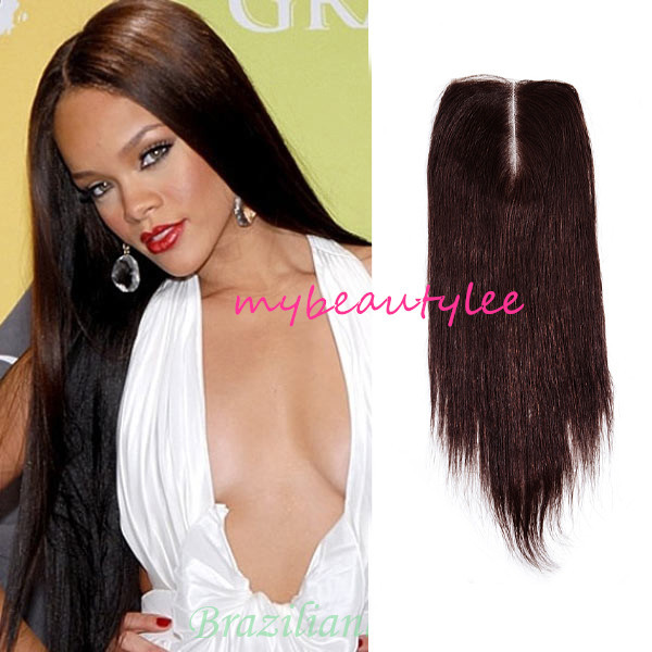 Lace Top Closure 100% Brazilian Virgin Remy Human Hair 4″x4″ Straight Hair Brown