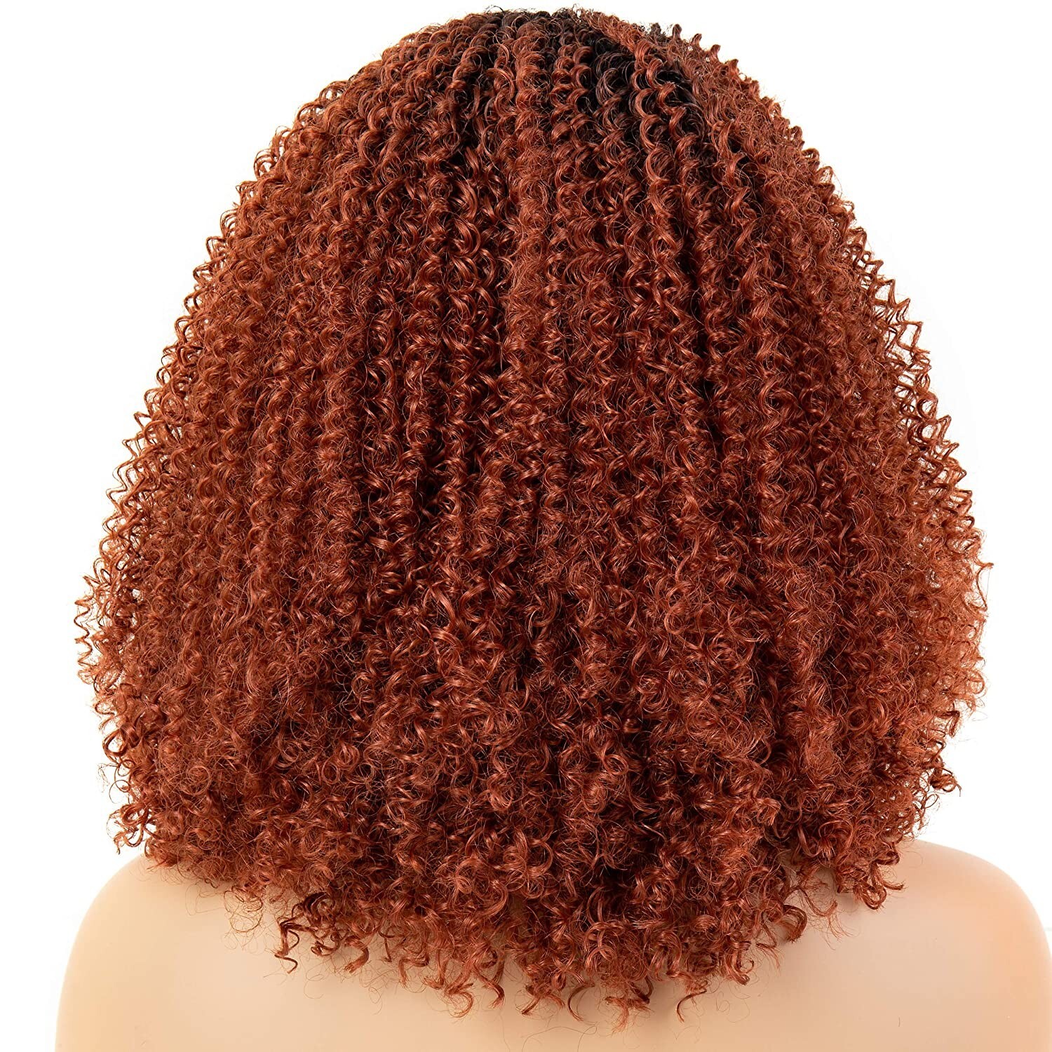 OneDor Afro Kinky Curly Lace Front Wig with Dark Root for African American Women